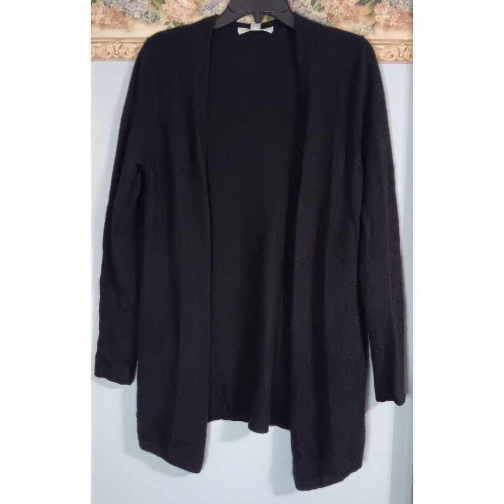 Lark & Ro Black Medium Cashmere Midi Casual Soft Occasion Midi Open Knit Sweater